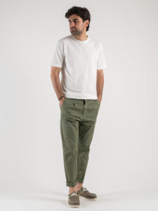ESTASI Pantalone comodissimo leggero con pinces ed elastico in vita BECKHAM Verde6