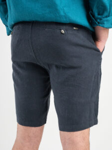 GIANNI LUPO Bermuda in lino con zip e cordini in vita MORRIS Deep Blue1