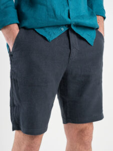 GIANNI LUPO Bermuda in lino con zip e cordini in vita MORRIS Deep Blue2