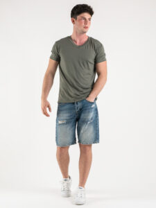 IIMPERIAL T-shirt morbida in viscosa con scollo a v TO97FDJ Militare (2)