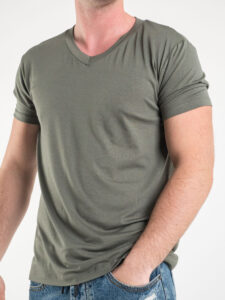 IIMPERIAL T-shirt morbida in viscosa con scollo a v TO97FDJ Militare (3)