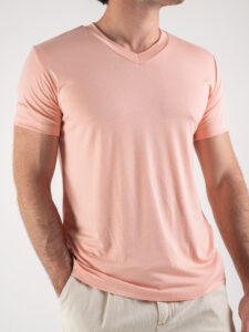 IIMPERIAL T-shirt morbida in viscosa con scollo a v TO97FDJ Rosa (3)