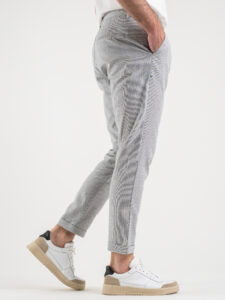 IMPERIAL Pantalone da abito in misto lino fantasia rigata PWB0FFZ Blu (2)