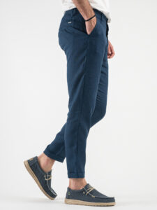 IMPERIAL Pantalone in lino da abito PWB0FRC Blu4