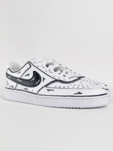 NIKE Court customizzata a mano Black Cartoon1