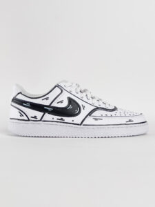 NIKE Court customizzata a mano Black Cartoon3