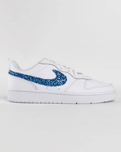 NIKE Court customizzata a mano Blue Glitter1 Nuovi Arrivi