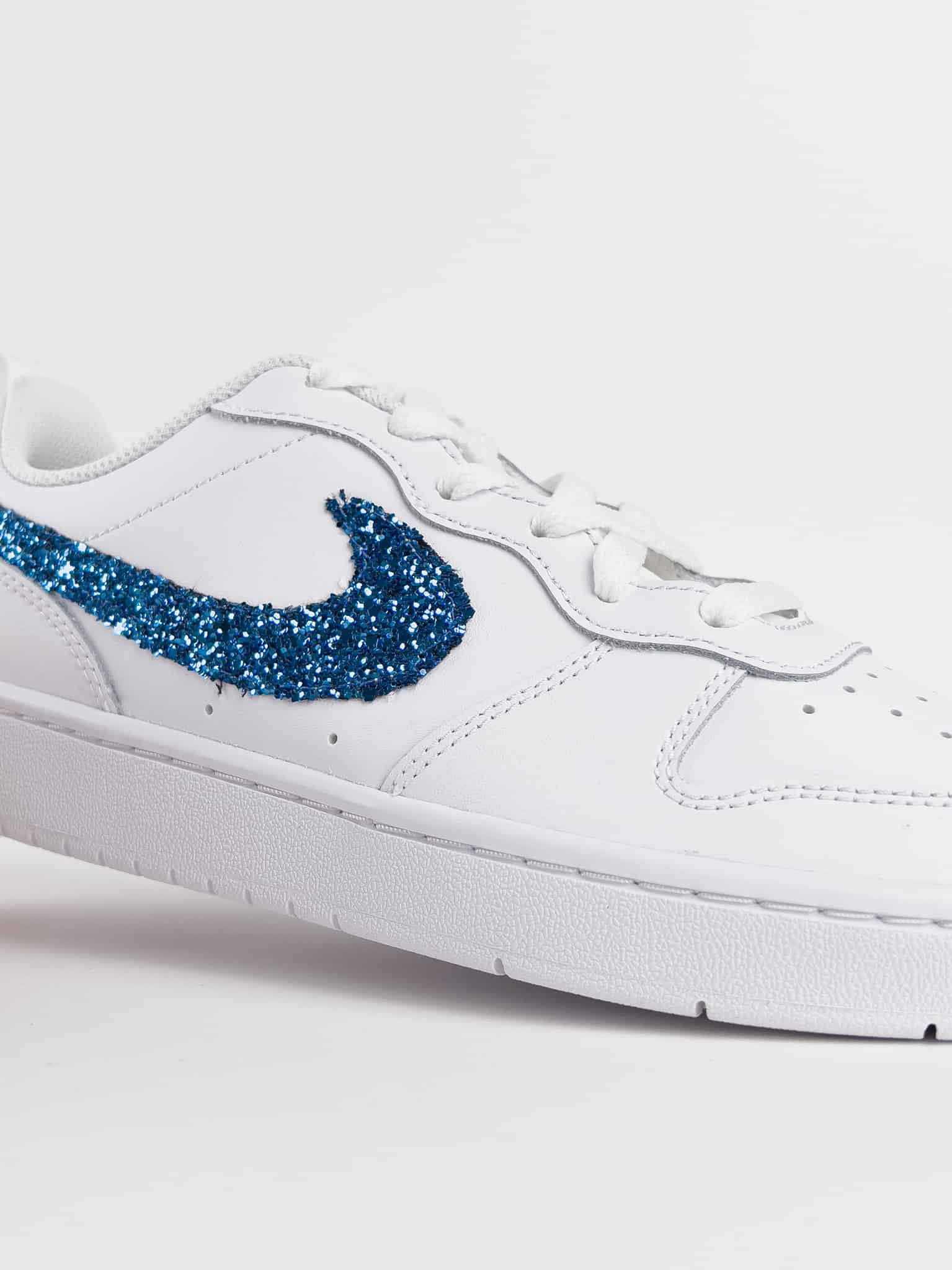 NIKE Court customizzata a mano con baffo glitterato blu Prezzo 94