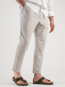 ONLY&SONS Pantalone in cotone con coulisse fantasia rigata LINUS 22025774 Vintage khaki1