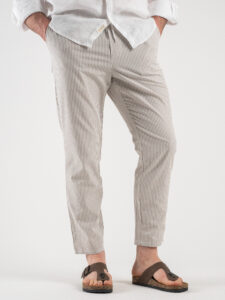 ONLY&SONS Pantalone in cotone con coulisse fantasia rigata LINUS 22025774 Vintage khaki3