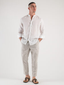 ONLY&SONS Pantalone in cotone con coulisse fantasia rigata LINUS 22025774 Vintage khaki5
