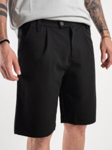 Bermuda in poliviscosa morbido con elastico in vita PU3322 Nero1