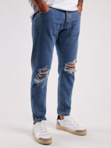 ESTASI Jeans 100% cotone in cotone con rotture alle ginocchia TOTTI3