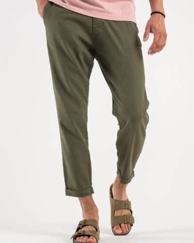 IMPERIAL Pantalone morbido in misto lino PA26FRRTD Army7 Nuovi Arrivi