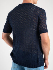 Polo abbottonata in maglia traforata CF307 Blu (1)