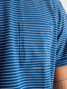 T-shirt in cotone con riga sottile e taschino BETA093B Blu:Bianca5