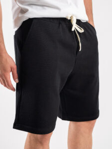 Bermuda in felpa garzata con coulisse PU2123 Nero3