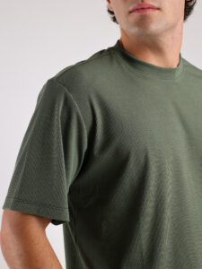 Coordinato a costine con t-shirt + Bermuda morbido 1032 Militare4