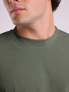 Coordinato a costine con t-shirt + Bermuda morbido 1032 Militare5