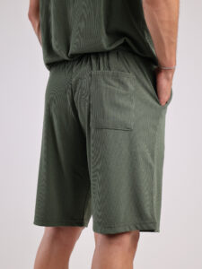 Coordinato a costine con t-shirt + Bermuda morbido 1032 Militare7