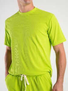Coordinato a costine con t-shirt + Bermuda morbido 1032 Verde Fluo (2)