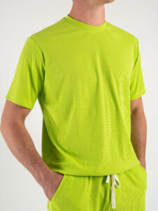 Coordinato a costine con t-shirt + Bermuda morbido 1032 Verde Fluo (3)