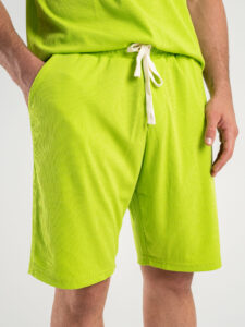 Coordinato a costine con t-shirt + Bermuda morbido 1032 Verde Fluo (5)