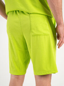 Coordinato a costine con t-shirt + Bermuda morbido 1032 Verde Fluo (6)