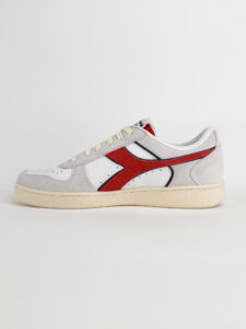 DIADORA Magic Basket Low Suede Leather White:Ferrari red Italy2