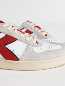 DIADORA Magic Basket Low Suede Leather White:Ferrari red Italy3