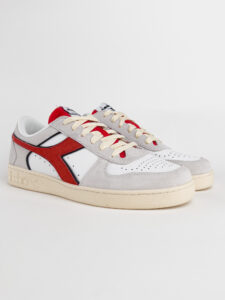 DIADORA Magic Basket Low Suede Leather White:Ferrari red Italy4
