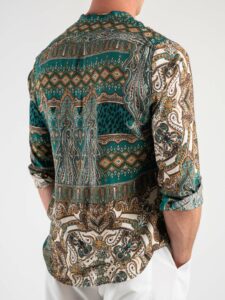 ESTASI Camicia in viscosa con collo coreana fantasia bandana FEDEZ Moro1