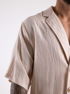 TOKYO coordinato cotone leggero con pantalone baggy e giacca doppiopetto OSAKA Beige3