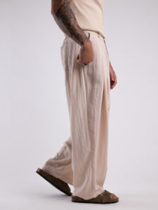 TOKYO coordinato cotone leggero con pantalone baggy e giacca doppiopetto OSAKA Beige6