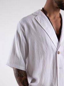 TOKYO coordinato cotone leggero con pantalone baggy e giacca doppiopetto OSAKA Bianco4