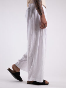 TOKYO coordinato cotone leggero con pantalone baggy e giacca doppiopetto OSAKA Bianco6