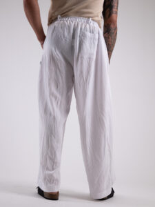 TOKYO coordinato cotone leggero con pantalone baggy e giacca doppiopetto OSAKA Bianco7