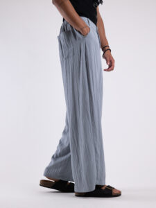 TOKYO coordinato misto lino con pantalone baggy con pinces e camicia mezze maniche KOBE Polvere5
