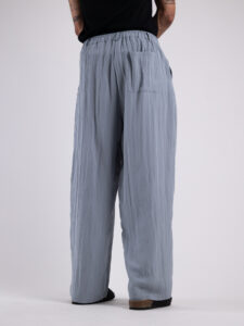 TOKYO coordinato misto lino con pantalone baggy con pinces e camicia mezze maniche KOBE Polvere6