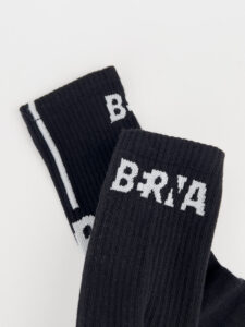BERNA Calze in spugna unisex tg. unica con scritta frontale e logo sul retro 215177 Nere2