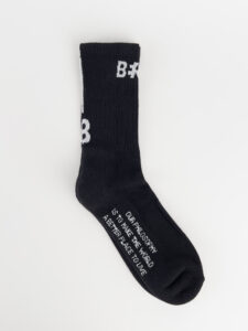 BERNA Calze in spugna unisex tg. unica con scritta frontale e logo sul retro 215177 Nere3