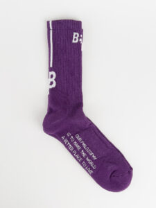 BERNA Calze in spugna unisex tg. unica con scritta frontale e logo sul retro 215177 Viola1