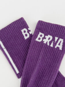 BERNA Calze in spugna unisex tg. unica con scritta frontale e logo sul retro 215177 Viola3