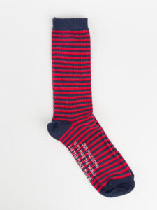 BERNA Calzino in cotone rasato tg.unica fantasia rigato Blu e Rosso1