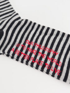 BERNA Calzino in cotone rasato tg.unica fantasia rigato Nero e Grigio2