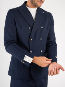 BERNA Giacca da abito doppio petto 233183 Blu (3)