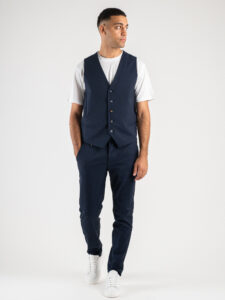 BERNA Gilet da abito in tessuto tecnico 233165 Blu (2)