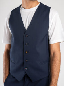 BERNA Gilet da abito in tessuto tecnico 233165 Blu (3)