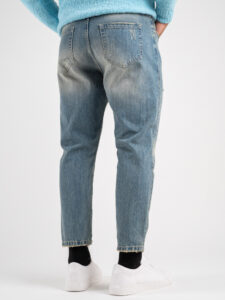 BERNA Jeans carrot slavato con rotture 233105 Azzurro (1)