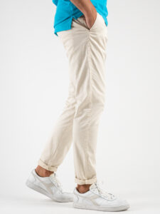 BERNA Pantalone chinos slim A:I 233151 Panna2